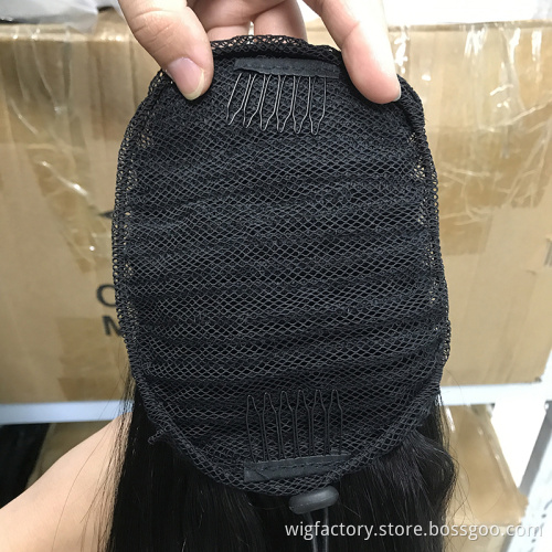 Wholesale elastic long straight drawstring ponytail, human_hair_drawstring_ponytail, drawstring hair ponytail long